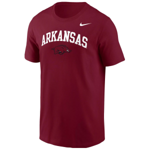 Nike Men's Arkansas Razorbacks Crimson Arch Logo T-Shirt, Small, Red