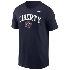 Nike Men's Liberty Flames Navy Arch Logo T-Shirt, Small, Blue
