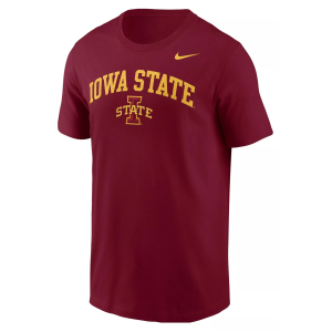 Nike Men's Iowa State Cyclones Crimson Core Cotton Arch Location Long Sleeve T-Shirt, Small, Red