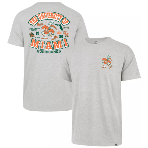 '47 Men's Miami Hurricanes Grey Regional Backer Short Sleeve T-Shirt, XXL, Gray
