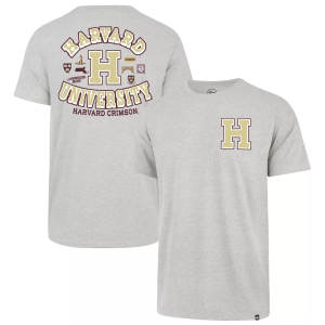 '47 Men's Harvard Crimson Grey Regional Backer Short Sleeve T-Shirt, Small, Gray