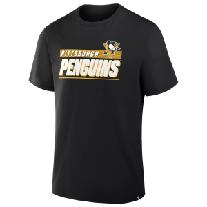 NHL Men's Pittsburgh Penguins Black Wordmark Logo Short Sleeve T-Shirt, Small