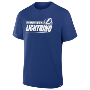 NHL Men's Tampa Bay Lightning Blue Wordmark Logo Short Sleeve T-Shirt, Small