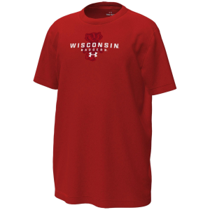 Under Armour Youth Wisconsin Badgers Red Tech Stretch Short Sleeve T-Shirt, Medium