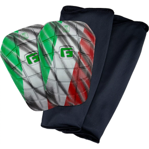 G-FORM Pro-S Blade International Soccer Shin Guards, Medium, Red/White/Green