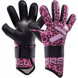 Storelli Youth Challenger Goalkeeper Gloves, Size 7, Pink Leopard