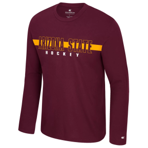 Colosseum Men's Arizona State Sun Devils Maroon Bar Long Sleeve T-Shirt, Small, Red