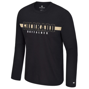 Colosseum Men's Colorado Buffaloes Black Bar Long Sleeve T-Shirt, Small