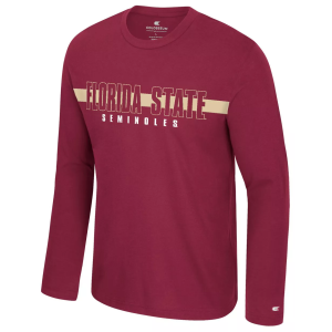 Colosseum Men's Florida State Seminoles Garnet Bar Long Sleeve T-Shirt, Small, Red