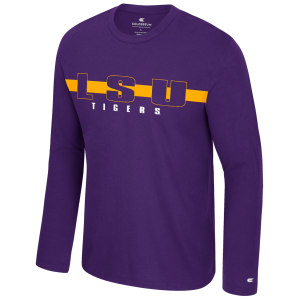 Colosseum Men's LSU Tigers Purple Bar Long Sleeve T-Shirt, Small