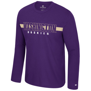 Colosseum Men's Washington Huskies Purple Bar Long Sleeve T-Shirt, XL
