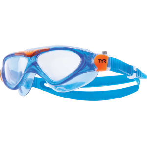 TYR Youth Rogue Swim Mask, Kids, Clear/Blue/Orange