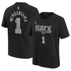 Jordan Youth San Antonio Spurs Victor Wembanyama #1 T-Shirt, Large, Black