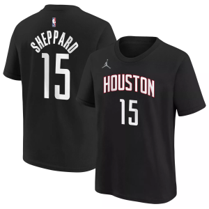 Jordan Youth Houston Rockets Reed Sheppard #15 Black T-Shirt, Medium