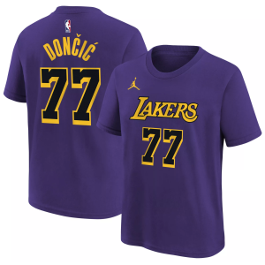 Jordan Youth Los Angeles Lakers Luka Doncic #77 Purple Statement T-Shirt, Large