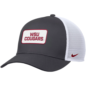 Nike Adult Washington State Cougars Grey Rise Twill Patch Trucker Hat, Men's, Medium/Large, Gray