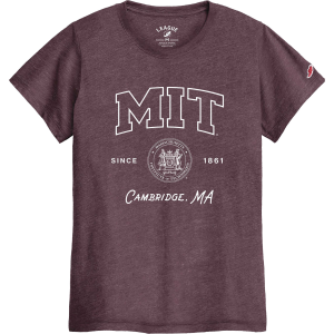 League-Legacy Women's MIT Engineers Maroon Intramural Short Sleeve T-Shirt, Small, Red