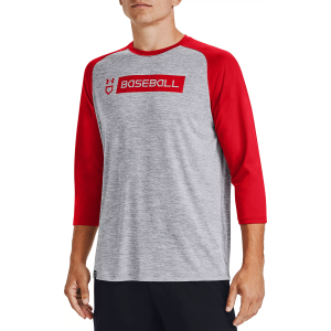 Under Armour Men's Utility 3/4 Sleeve Shirt, XXL, Grey/Red