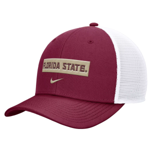 Nike Men's Florida State Seminoles Garnet Wordmark Trucker Adjustable Hat, Medium/Large, Red