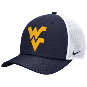 Nike Men's West Virginia Mountaineers Navy Rise Adjustable Trucker Hat, Medium/Large, Blue