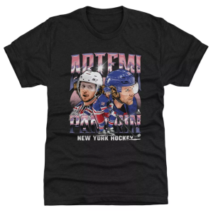 500 LEVEL Men's New York 2024 Artemi Panarin #10 Black Vintage T-Shirt, Small