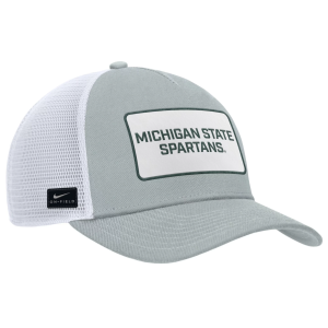 Nike Adult Michigan State Spartans Silver Gameday Adjustable Trucker Hat, Men's, Medium/Large, Gray