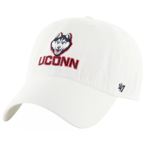 '47 Adult UConn Huskies White Clean Up Adjustable Hat, Men's