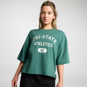 DSG Women's Heavyweight Cotton Graphic Tee, XXS, Tri State Dark Green