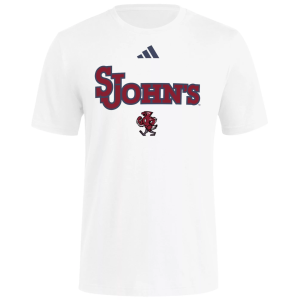 adidas Men's St. John's Red Storm White Wordmark T-Shirt, Small