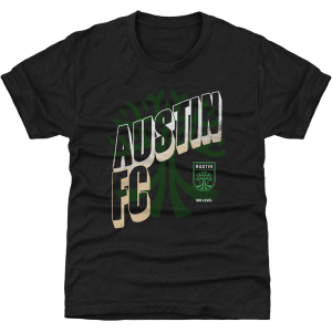 500 LEVEL Youth Austin FC Black Wave Bold T-Shirt, Small