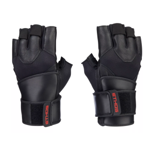 ETHOS Men's Maxus+ Leather Lifting Glove with Wrist Wrap, Medium, Black