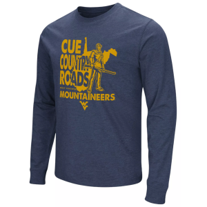 Colosseum Men's West Virginia Mountaineers Navy Country Long Sleeve T-Shirt, Small, Blue