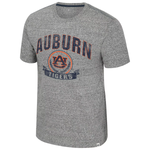 Colosseum Men's Auburn Tigers Heather Grey Pop Pop Short Sleeve T-Shirt, Medium, Gray