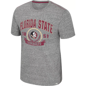 Colosseum Men's Florida State Seminoles Heather Grey Pop Pop Short Sleeve T-Shirt, Small, Gray