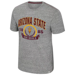 Colosseum Men's Arizona State Sun Devils Heather Grey Pop Pop Short Sleeve T-Shirt, Small, Gray