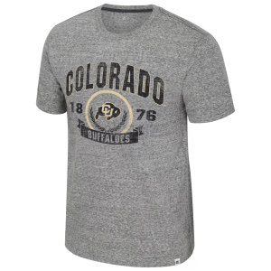 Colosseum Men's Colorado Buffaloes Heather Grey Pop Pop Short Sleeve T-Shirt, Small, Gray