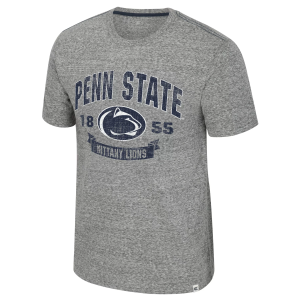 Colosseum Men's Penn State Nittany Lions Heather Grey Pop Pop Short Sleeve T-Shirt, Small, Gray