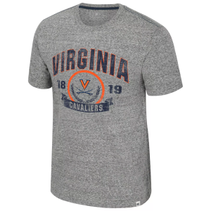Colosseum Men's Virginia Cavaliers Heather Grey Pop Pop Short Sleeve T-Shirt, Small, Gray