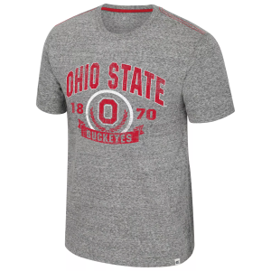 Colosseum Men's Ohio State Buckeyes Heather Grey Pop Pop Short Sleeve T-Shirt, Small, Gray