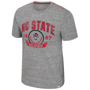 Colosseum Men's NC State Wolfpack Heather Grey Pop Pop Short Sleeve T-Shirt, XL, Gray