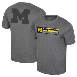 Colosseum Men's Michigan Wolverines Heather Charcoal Twin T-Shirt, Small, Gray
