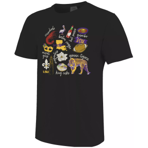 Image One Women's LSU Tigers Black 'All About LA' Short Sleeve T-Shirt, Small