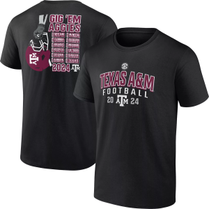 NCAA Men's Texas A&M Aggies Black Football Schedule T-Shirt, XL
