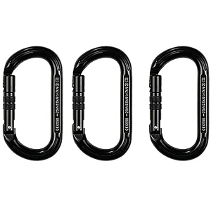 Trango Oval K Carabiner 3 Pack, Black
