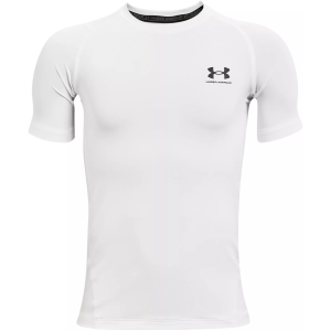 Under Armour Boys' HeatGear Armour Short Sleeve Shirt, XS, White/Black