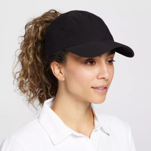 CALIA Women's Golf Perforated Ponytail Hat, Black