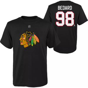 NHL Youth Chicago Blackhawks Connor Bedard #98 Black T-Shirt, Large