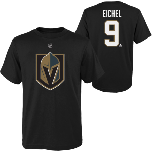 NHL Youth Vegas Golden Knights Knights Jack Eichel #9 Black T-Shirt, XL