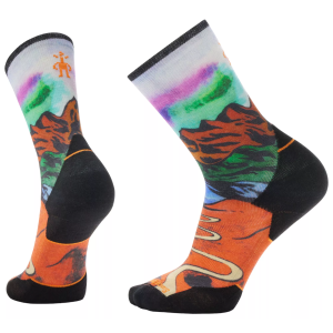 SmartWool Men's Trail Run Targeted Cushion Singletrack Print Crew Socks, Medium, Orange Rust