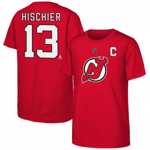 NHL Youth New Jersey Devils Nico Hischier #13 2024-2025 Red T-Shirt, Large